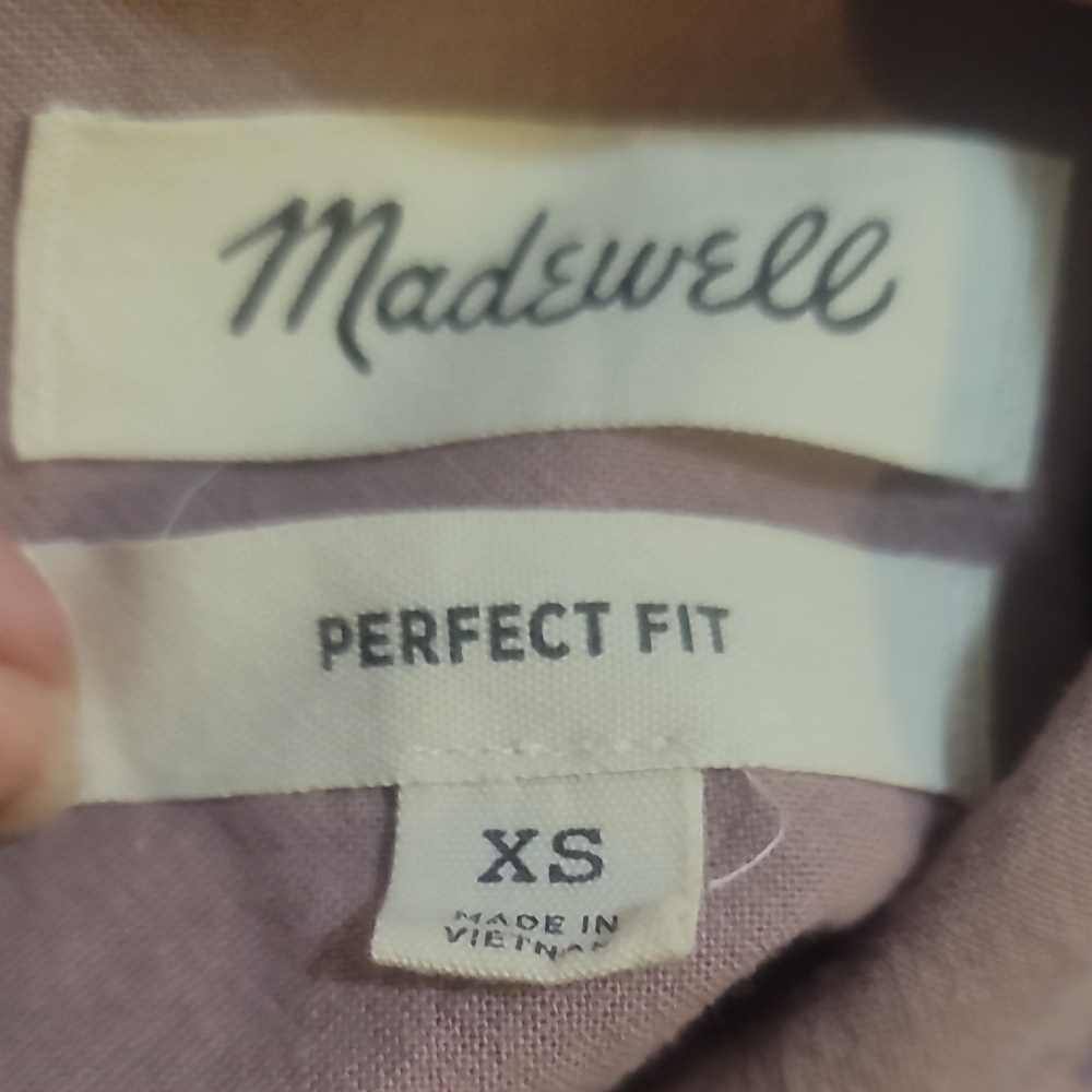 Madewell Perfect Fit Top in Soft Brown XS cotton button down shirt unisex - Picture 3 of 8